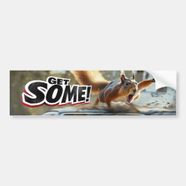 Funny Action Squirrel Bumper-etikett "Hämta lite" Bildekal