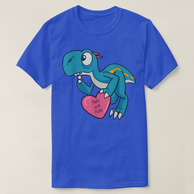 Funny ADHD Blue Dinosaur715 T Shirt (Design framsida)