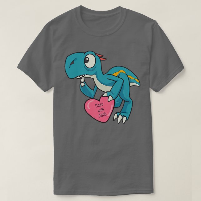 Funny ADHD Blue Dinosaur Premium T Shirt (Design framsida)