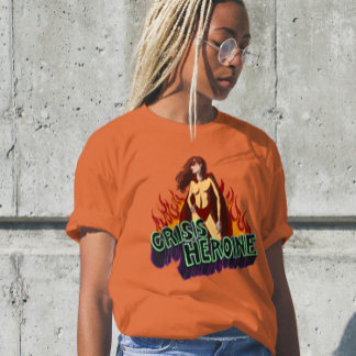 Funny ADHD Crisis Heroine Chaos Energy Retro Comic T Shirt