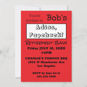 FUNNY Adios, Paycheck Pappa Pension Party Inbjudningar