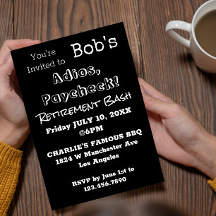 FUNNY Adios, Paycheck Pappa Pension Party Inbjudningar