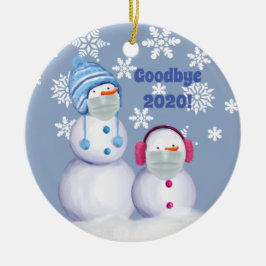 Funny Adjö 2020 Snögubbe Ceramic Ornament