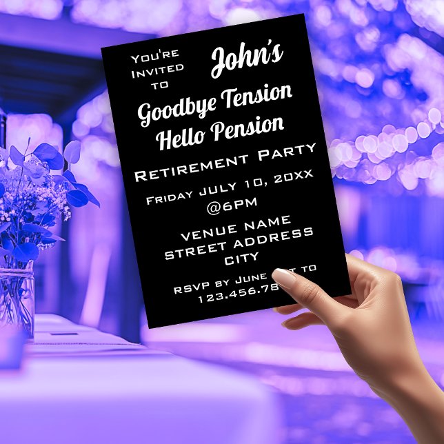 FUNNY Adjö Tension Pappa Pension Party Inbjudningar (FUNNY Goodbye Tension Dad Retirement Party Invitation)