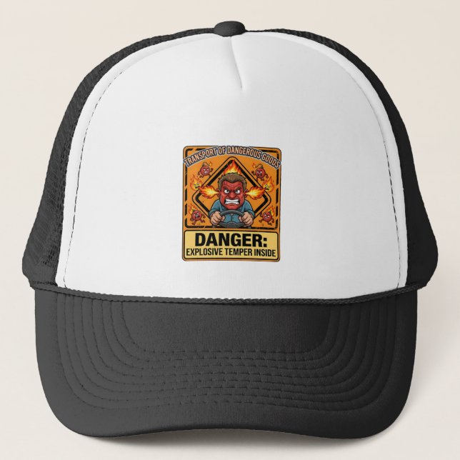 Funny ADR Trucker T-shirt, Explosive Temper Keps (Framsida)