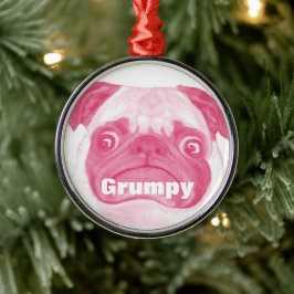 Funny Adsible ROSA Grumpy Puggy Julgransprydnad Metall