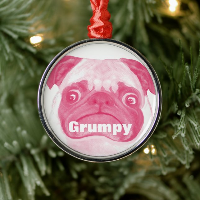 Funny Adsible ROSA Grumpy Puggy Julgransprydnad Metall (Träd)