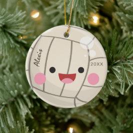 Funny Adsible Volleyball Kawaii Boll Barn Namn Julgransprydnad Keramik