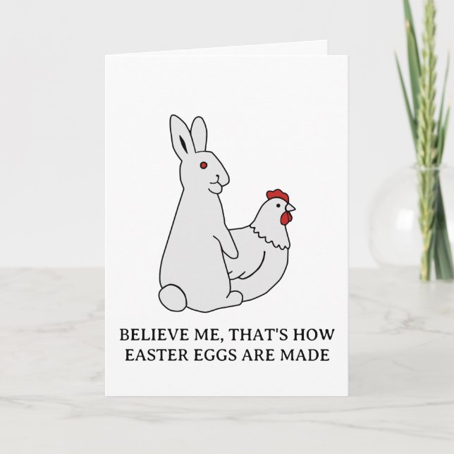 Funny Adult Easter Bunny Made Eggs Humor Helgkort (Framsida)
