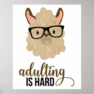 Funny Adulting är en hård hipster Llama Poster
