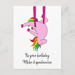 Funny Aerial Silke Unicorn Birthday Postcard Vykort
