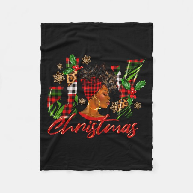 Funny African American Joy Christmas Black Woman A Fleecefilt (Framsidan)