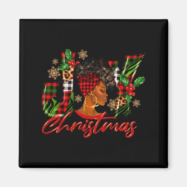 Funny African American Joy Christmas Black Woman A Magnet (Framsidan)