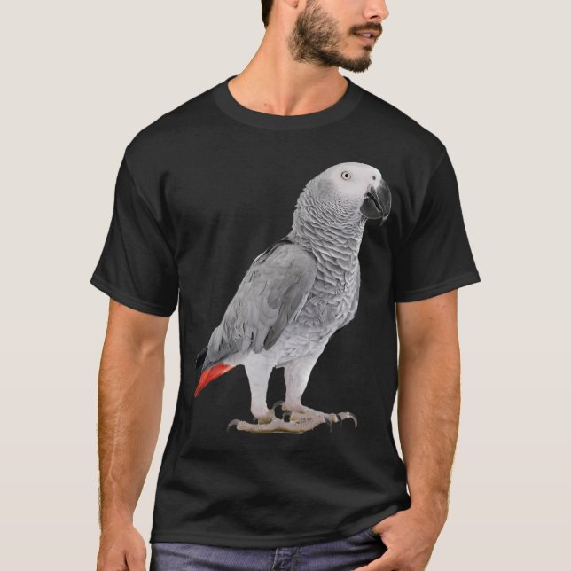 Funny African Grått Parrot Bird Hoodie Womens Mana T Shirt (Framsida)