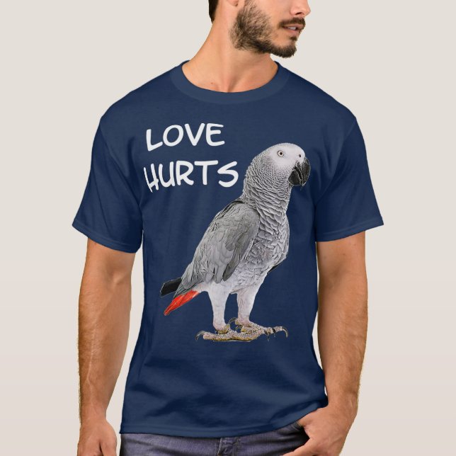 Funny African Grått Parrot Bird Shirt Kärlek Ontr T Shirt (Framsida)