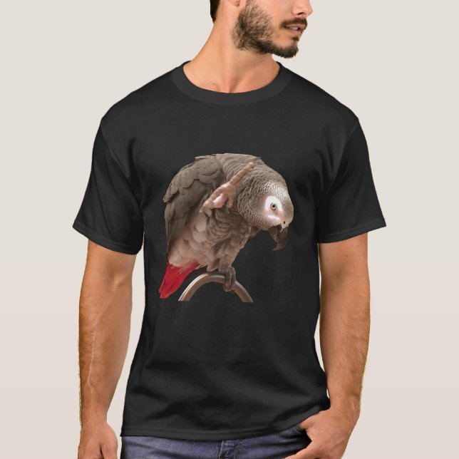 Funny African Grått Parrot Wave T Shirt (Framsida)