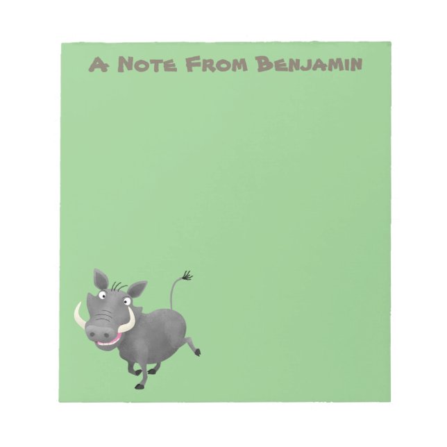Funny african warthog gris tecknad illustration anteckningsblock (Framsida)