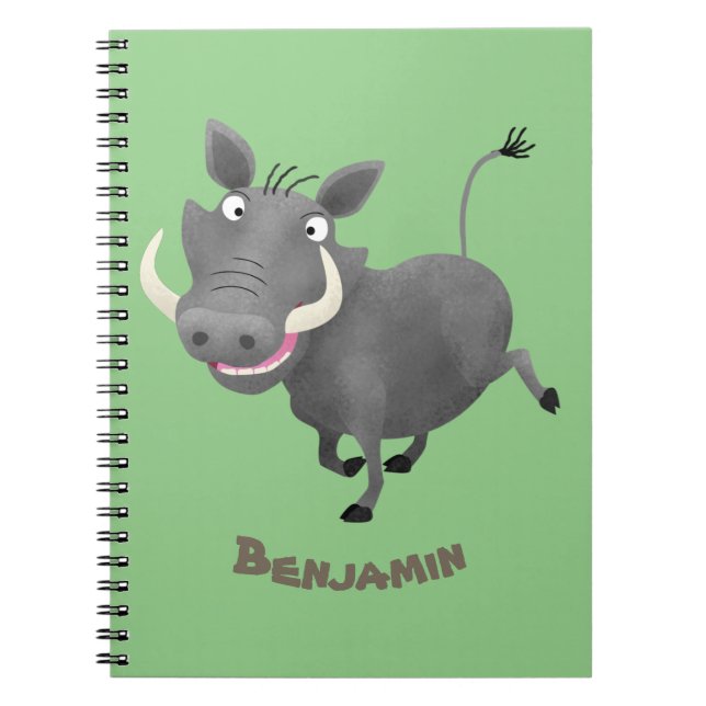 Funny african warthog gris tecknad illustration anteckningsbok (Framsidan)