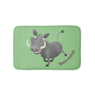 Funny african warthog gris tecknad illustration badrumsmatta