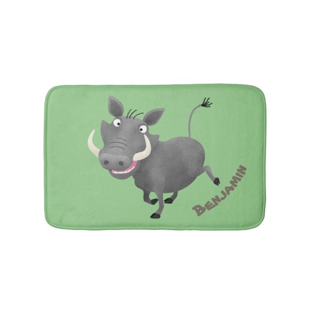 Funny african warthog gris tecknad illustration badrumsmatta (Framsidan)