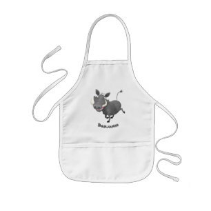 Funny african warthog gris tecknad illustration barnförkläde