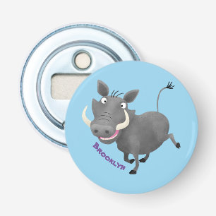 Funny african warthog gris tecknad illustration flasköppnare