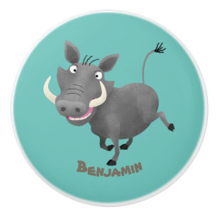 Funny african warthog gris tecknad illustration knopp