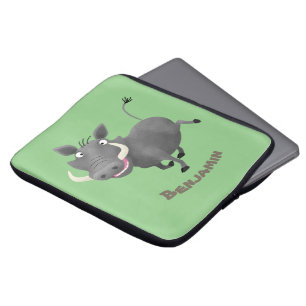 Funny african warthog gris tecknad illustration laptop fodral