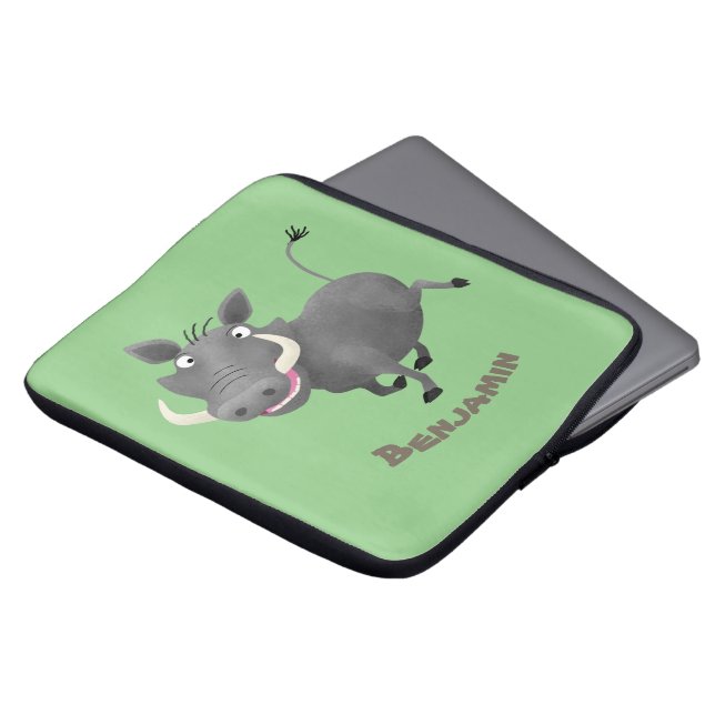 Funny african warthog gris tecknad illustration laptop fodral (Framsida topp)