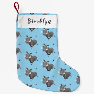 Funny african warthog gris tecknad illustration liten julstrumpa