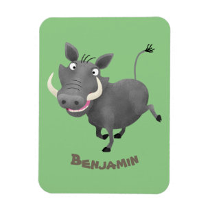 Funny african warthog gris tecknad illustration magnet