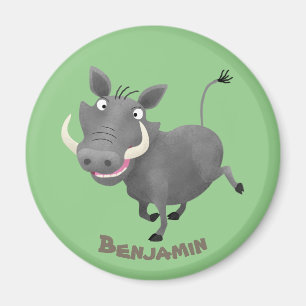 Funny african warthog gris tecknad illustration magnet