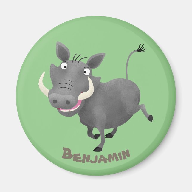Funny african warthog gris tecknad illustration magnet (Framsidan)