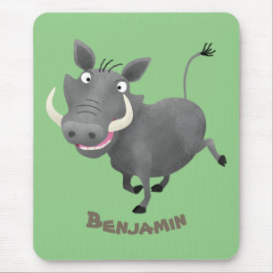 Funny african warthog gris tecknad illustration musmatta