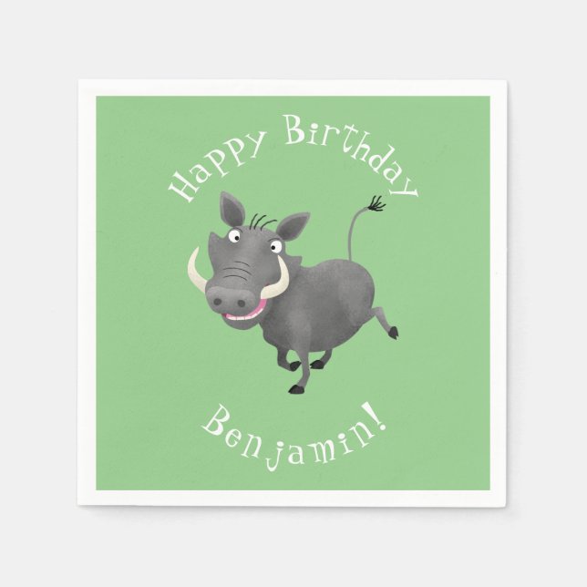 Funny african warthog gris tecknad illustration pappersservett (Framsidan)