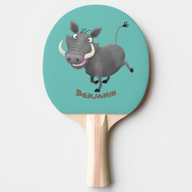 Funny african warthog gris tecknad illustration pingisracket (Framsidan)