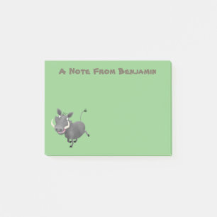 Funny african warthog gris tecknad illustration post-it block