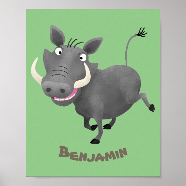 Funny african warthog gris tecknad illustration poster (Framsidan)