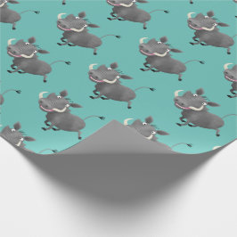 Funny african warthog gris tecknad illustration presentpapper