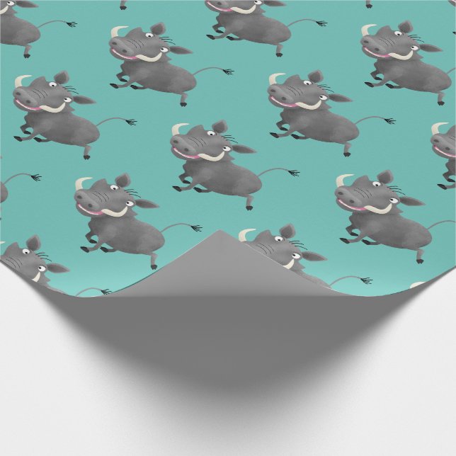 Funny african warthog gris tecknad illustration presentpapper (Hörn)
