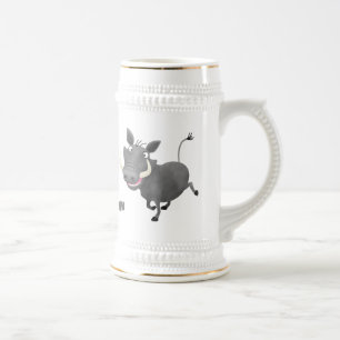 Funny african warthog gris tecknad illustration sejdel