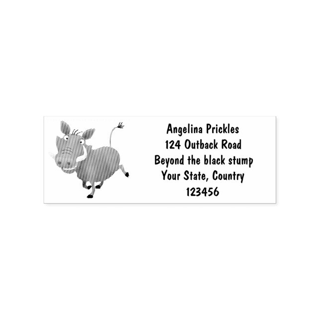 Funny african warthog gris tecknad illustration stämpel (Tryck)