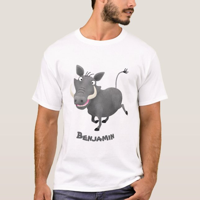 Funny african warthog gris tecknad illustration t shirt (Framsida)