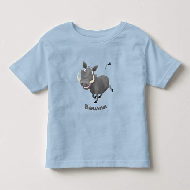 Funny african warthog gris tecknad illustration t shirt (Framsida)
