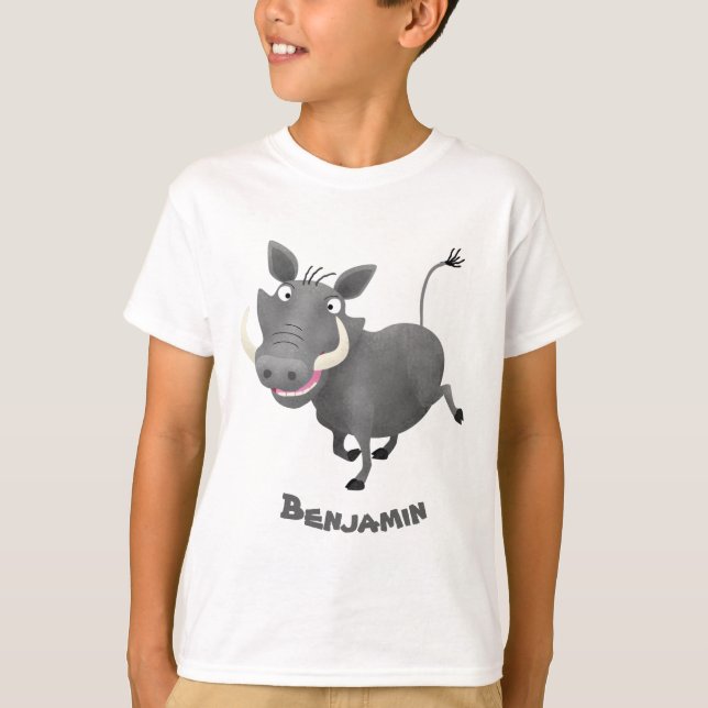 Funny african warthog gris tecknad illustration t shirt (Framsida)