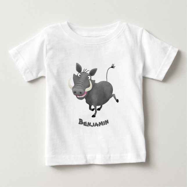 Funny african warthog gris tecknad illustration t shirt (Framsida)