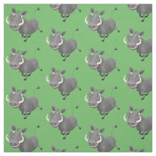 Funny african warthog gris tecknad illustration tyg