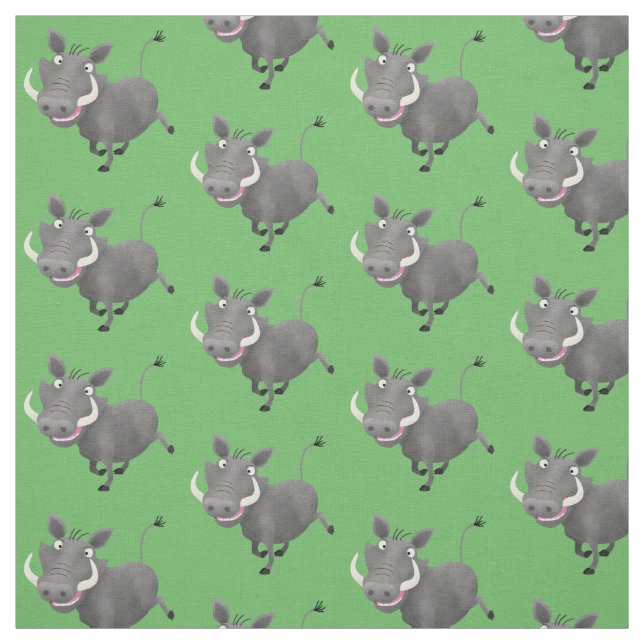 Funny african warthog gris tecknad illustration tyg (Provkarta)