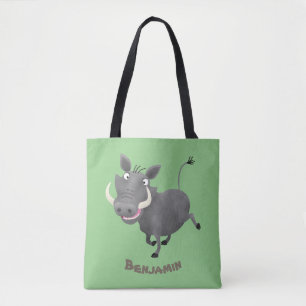 Funny african warthog gris tecknad illustration tygkasse