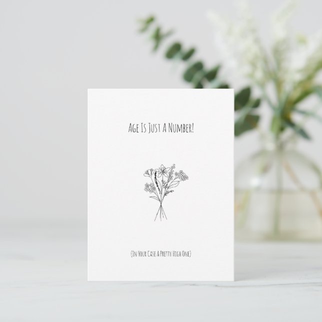 Funny Age Joke Flowers Happy Birthday Card Vykort (Stående Fram)
